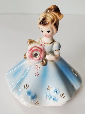 Vintage Josef Originals April "Diamond" birthstone girl figurine w/ Blue Dress